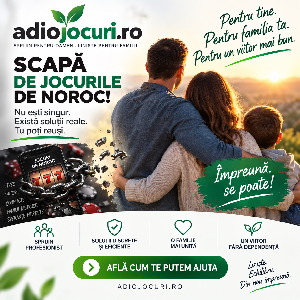 Adio Jocuri - Sprijin pentru dependența de jocuri de noroc